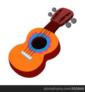 Acoustic guitar icon in cartoon style on a white background. Acoustic guitar icon, cartoon style