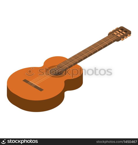 Acoustic guitar icon. Isometric of acoustic guitar vector icon for web design isolated on white background. Acoustic guitar icon, isometric style