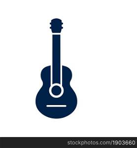 Acoustic guitar icon logo template isolated on white background.