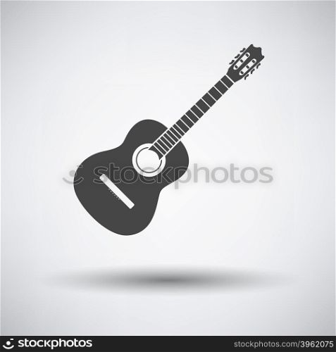 Acoustic guitar icon on gray background with round shadow. Vector illustration.