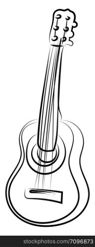 Acoustic guitar, illustration, vector on white background.