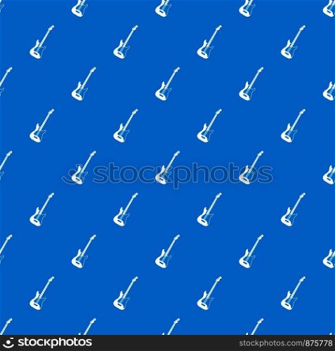 Acoustic guitar pattern repeat seamless in blue color for any design. Vector geometric illustration. Acoustic guitar pattern seamless blue