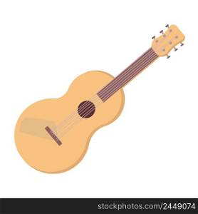 Acoustic guitar semi flat color vector object. Full sized item on white. Playing musical instrument class. Music lesson. Simple cartoon style illustration for web graphic design and animation. Acoustic guitar semi flat color vector object