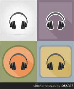 acoustic headphones flat icons vector illustration isolated on background