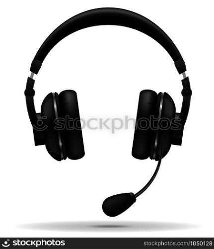 acoustic headphones with microphone vector illustration isolated on white background