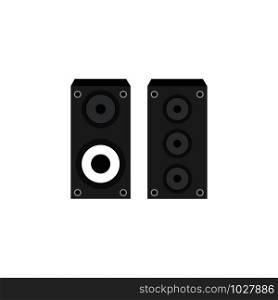 Acoustic speakers in plane wooden body, vector icon