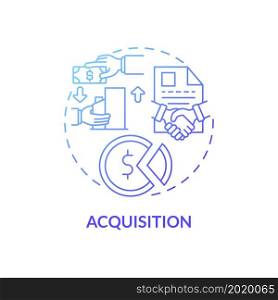 Acquisition blue gradient concept icon. External expansion abstract idea thin line illustration. Buying shares and asset of company. Shareholders. Vector isolated outline color drawing. Acquisition blue gradient concept icon
