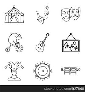 Acrobat icons set. Outline set of 9 acrobat vector icons for web isolated on white background. Acrobat icons set, outline style