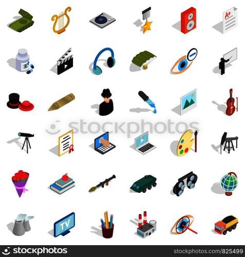 Acting icons set. Isometric style of 36 acting vector icons for web isolated on white background. Acting icons set, isometric style