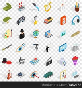 Acting icons set. Isometric style of 36 acting vector icons for web for any design. Acting icons set, isometric style