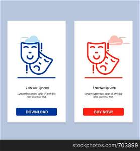 Acting, Masks, Persona, Theater Blue and Red Download and Buy Now web Widget Card Template