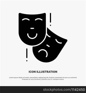 Acting, Masks, Persona, Theater solid Glyph Icon vector