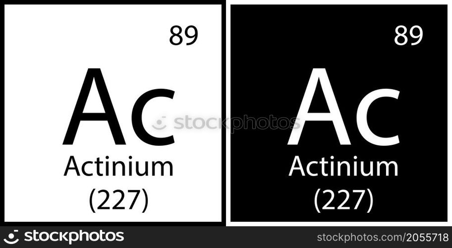 Actinium chemical symbol. Square frames. Mendeleev table. Flat art. Science structure. Vector illustration. Stock image. EPS 10.. Actinium chemical symbol. Square frames. Mendeleev table. Flat art. Science structure. Vector illustration. Stock image.