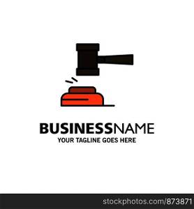 Action, Auction, Court, Gavel, Hammer, Judge, Law, Legal Business Logo Template. Flat Color