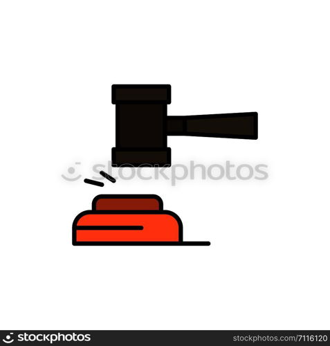 Action, Auction, Court, Gavel, Hammer, Judge, Law, Legal Flat Color Icon. Vector icon banner Template