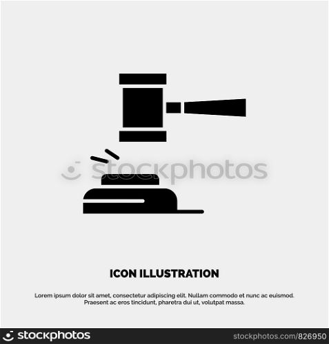 Action, Auction, Court, Gavel, Hammer, Judge, Law, Legal solid Glyph Icon vector