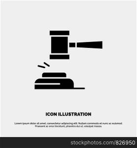 Action, Auction, Court, Gavel, Hammer, Judge, Law, Legal solid Glyph Icon vector