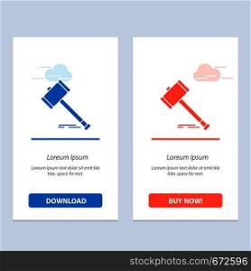 Action, Auction, Court, Gavel, Hammer, Law, Legal Blue and Red Download and Buy Now web Widget Card Template