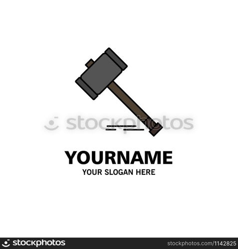 Action, Auction, Court, Gavel, Hammer, Law, Legal Business Logo Template. Flat Color