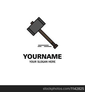 Action, Auction, Court, Gavel, Hammer, Law, Legal Business Logo Template. Flat Color