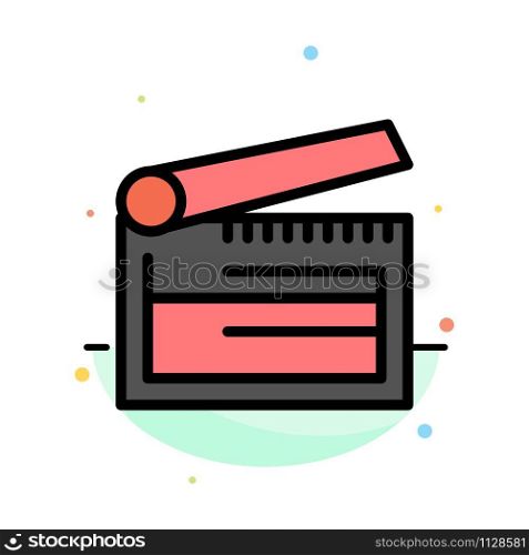 Action, Board, Clapboard, Clapper, Clapperboard Abstract Flat Color Icon Template