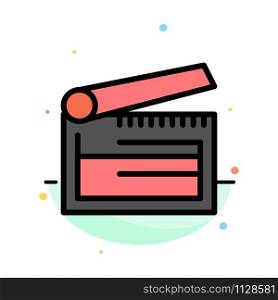 Action, Board, Clapboard, Clapper, Clapperboard Abstract Flat Color Icon Template