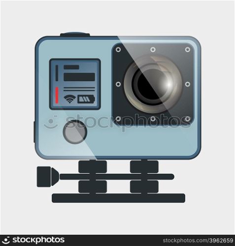 Action camera flat design. Camera for filming extreme sport. Vector illustration.. Action camera icon