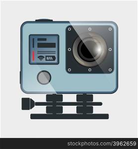 Action camera flat design. Camera for filming extreme sport. Vector illustration.. Action camera icon
