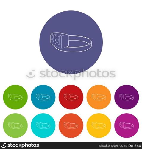 Action camera for heads icon in outline style isolated on white background. Gadget symbol. Action camera for head icon, outline style