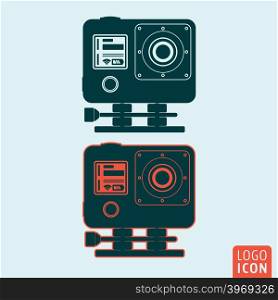 Action camera icon. Action camera icon. Camera for filming extreme sport. Vector illustration.
