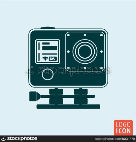 Action camera icon isolated. Camera for active sport symbol. Vector illustration. Action camera icon