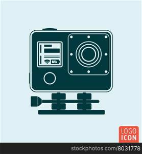 Action camera icon isolated. Camera for active sport symbol. Vector illustration. Action camera icon