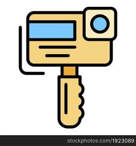 Action camera icon. Outline action camera vector icon color flat isolated on white. Action camera icon color outline vector