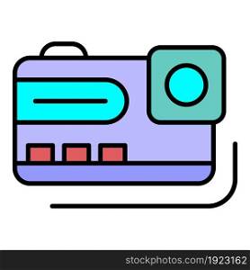 Action camera icon. Outline action camera vector icon color flat isolated on white. Action camera icon color outline vector