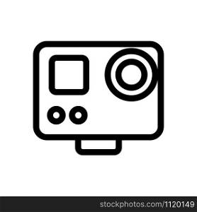 Action camera icon vector. A thin line sign. Isolated contour symbol illustration. Action camera icon vector. Isolated contour symbol illustration