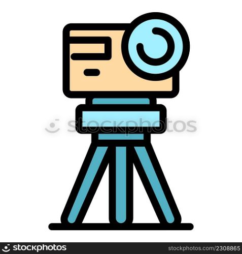 Action camera tripod icon. Outline action camera tripod vector icon color flat isolated. Action camera tripod icon color outline vector