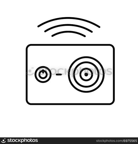 Action camera wireless wifi connection. Linear icon. Thin line illustration. Contour symbol. Vector isolated outline drawing. Action camera wireless wifi connection