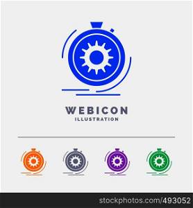 Action, fast, performance, process, speed 5 Color Glyph Web Icon Template isolated on white. Vector illustration. Vector EPS10 Abstract Template background