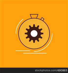Action, fast, performance, process, speed Flat Line Filled Icon. Beautiful Logo button over yellow background for UI and UX, website or mobile application. Vector EPS10 Abstract Template background