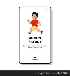 action kid boy vector. young child, fun childhood, happy little sport play action kid boy web flat cartoon illustration. action kid boy vector