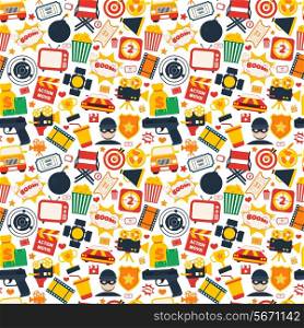 Action movie film cinema professional production seamless pattern vector illustration