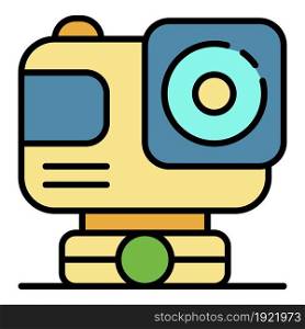 Action sport camera icon. Outline action sport camera vector icon color flat isolated on white. Action sport camera icon color outline vector