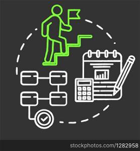 Actions chalk RGB color concept icon. Long-term plan. Climbing career ladder. Opportunities for success. Business management idea. Vector isolated chalkboard illustration on black background