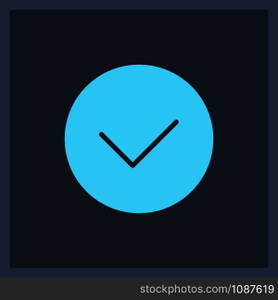 Active accept button UI element template. Editable isolated vector dashboard component. Flat user interface. Visual data presentation. Web design widget for mobile application with dark theme. Active accept button UI element template