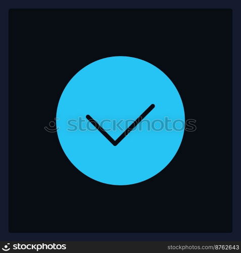Active accept button UI element template. Editable isolated vector dashboard component. Flat user interface. Visual data presentation. Web design widget for mobile application with dark theme. Active accept button UI element template