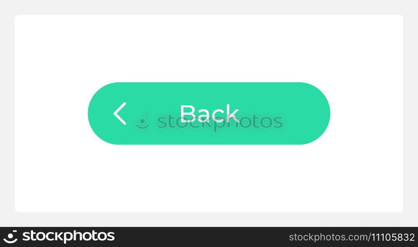 Active back button UI element template. Editable isolated vector dashboard component. Flat user interface. Visual data presentation. Web design widget for mobile application with light theme. Active back button UI element template