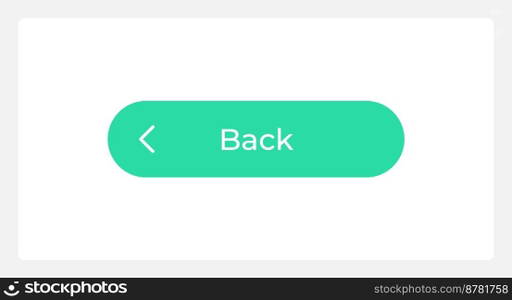 Active back button UI element template. Editable isolated vector dashboard component. Flat user interface. Visual data presentation. Web design widget for mobile application with light theme. Active back button UI element template