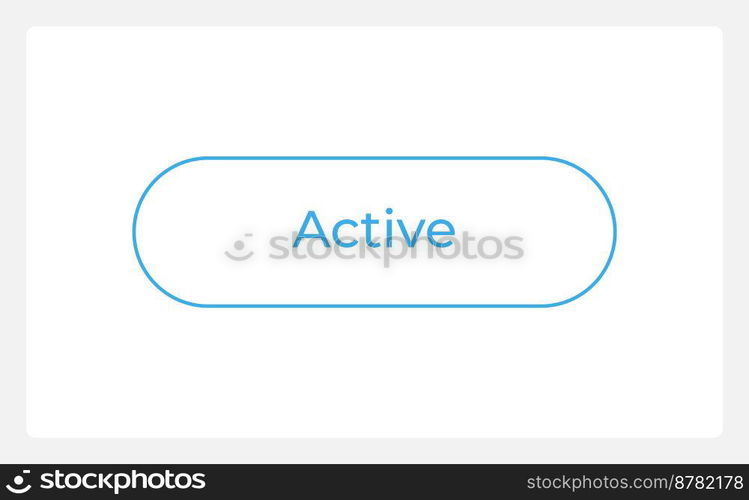 Active button state UI element template. Editable isolated vector dashboard component. Flat user interface. Visual data presentation. Web design widget for mobile application with light theme. Active button state UI element template