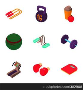 Active fitness icons set. Cartoon illustration of 9 active fitness vector icons for web. Active fitness icons set, cartoon style