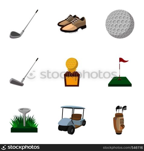Active golf icons set. Cartoon illustration of 9 active golf vector icons for web. Active golf icons set, cartoon style